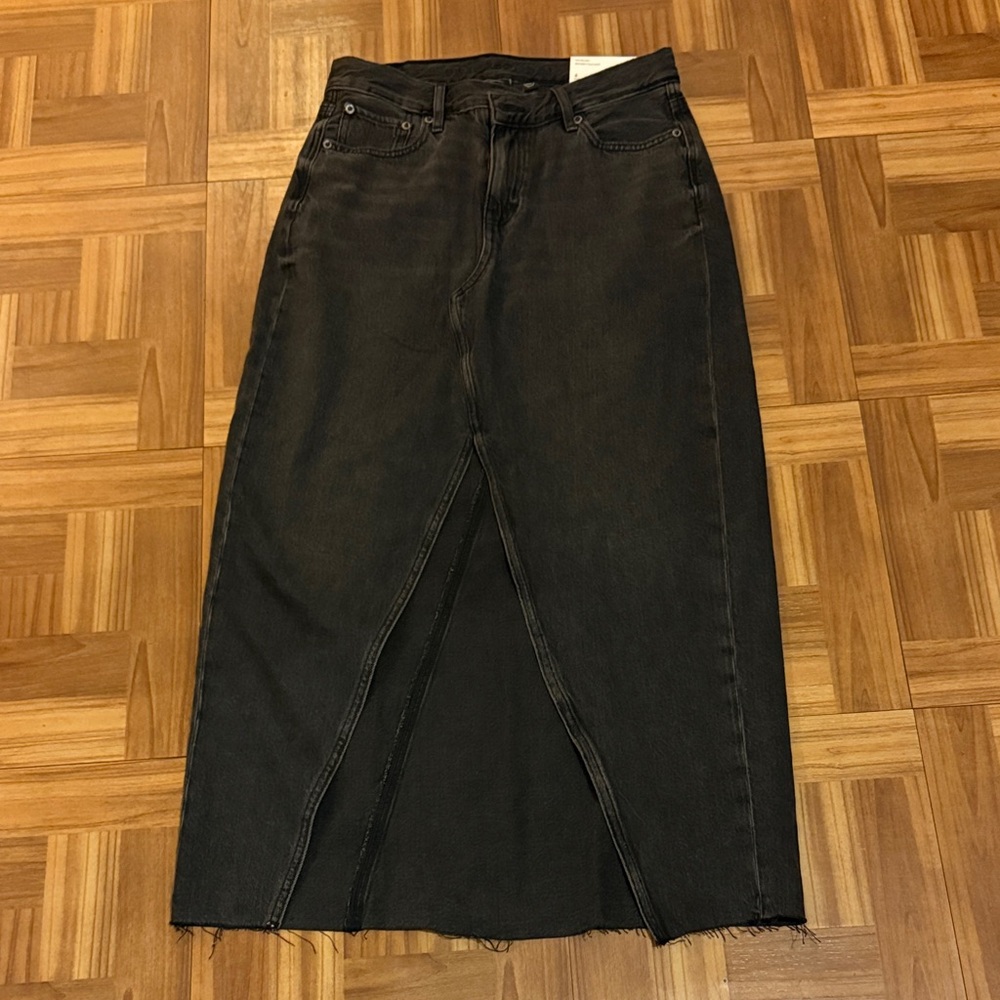 Women's Black Denim Skirt High Rise Maxi Size 4 American Eagle NWT
